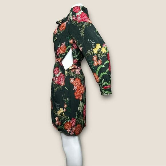 NWT | Walter Baker | Willette Floral Tie Sheath Mini Dress | Green | Size 10 - Picture 6 of 16